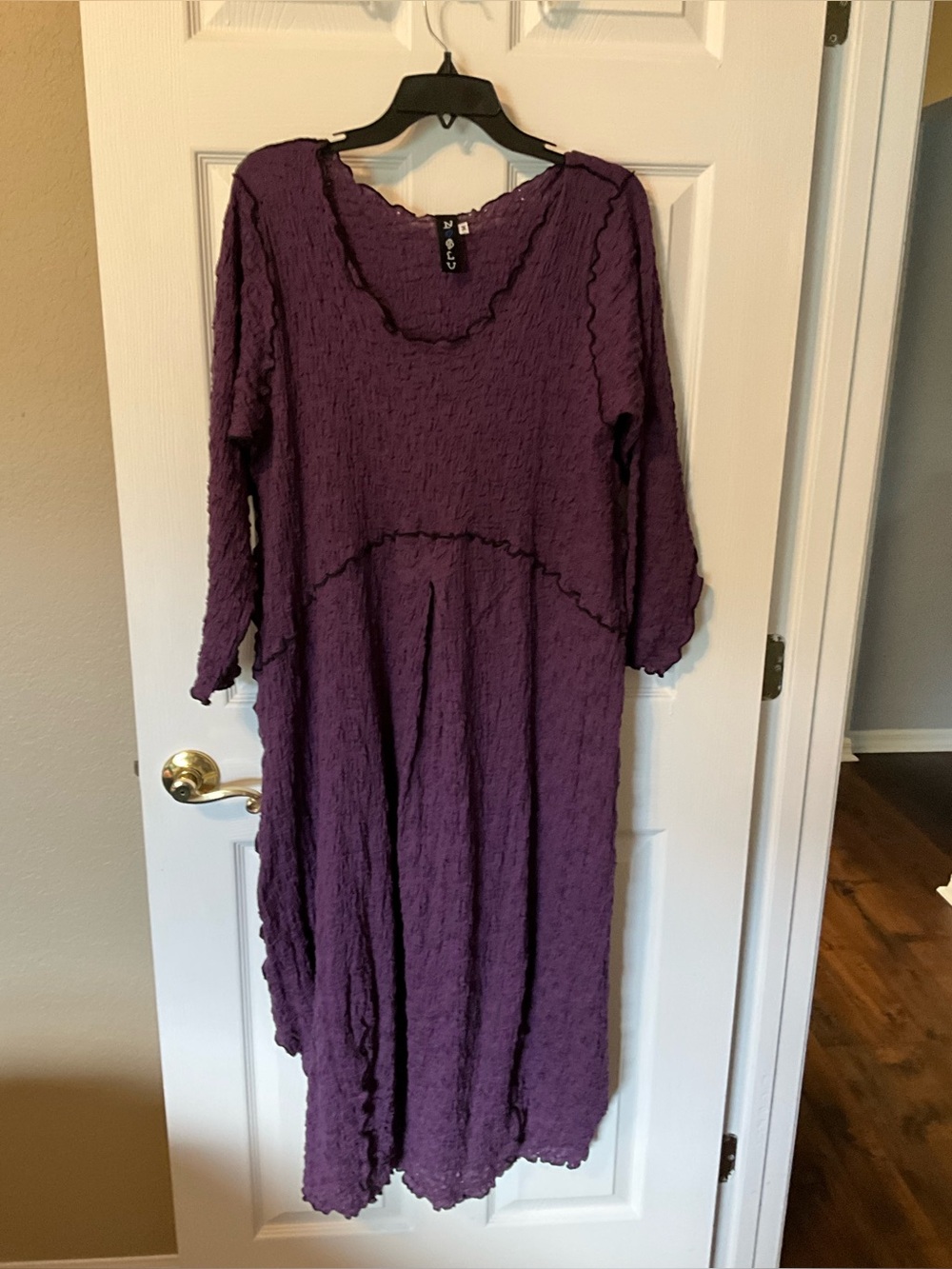 NOBLU Purple Pucker Cotton Art-to-Wear Midi D